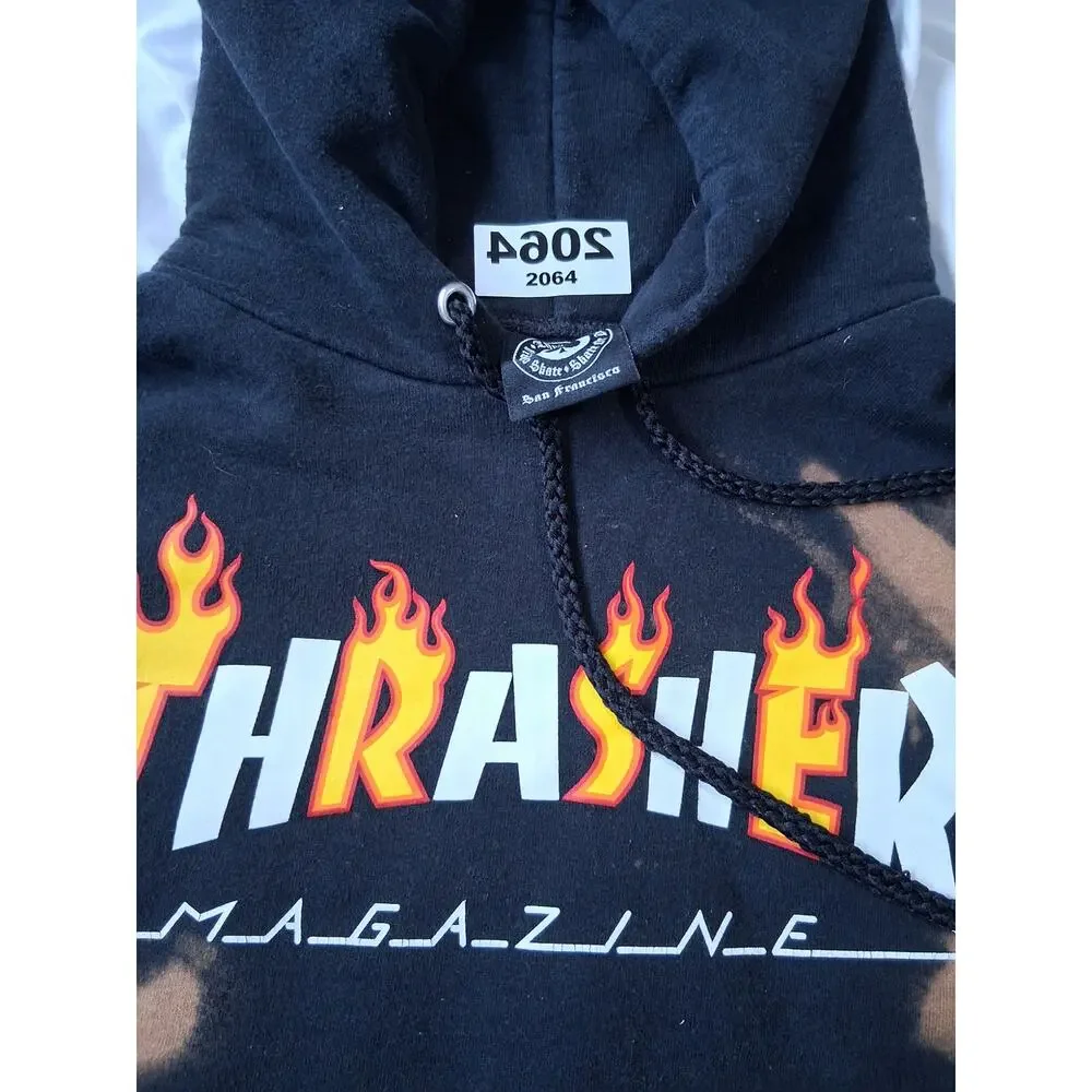 Y2K Vintage Thrasher Custom Bleached Mens Size M Grungecore Skater Street Hoodie